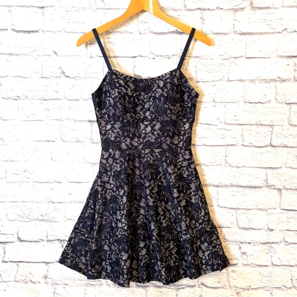 Speechless Sleeveless Fit and Flare Party Dress  Blue Silver Glitter Size 3 NWT